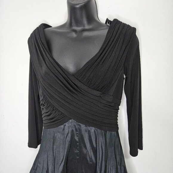 VTG 90s Tadashi Collection Midi Dress Sz 4 Black Holiday Party Cocktail - Picture 3 of 11